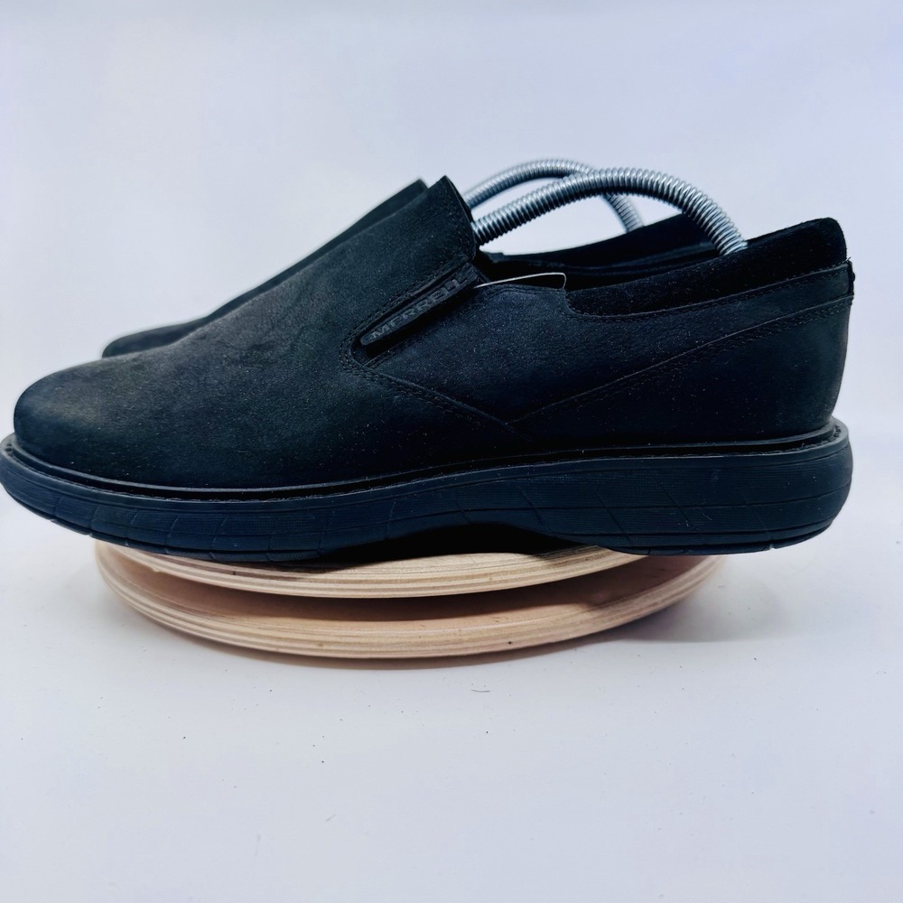 Merrell World Vue Moc Mens 9 Black Suede Slip On Comfort Shoes. NEW